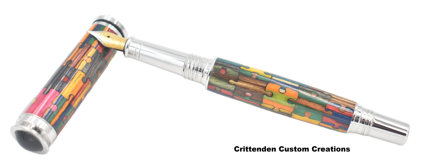 Multi-Colored Spectraply (Laser-Cut Inlay)  - Jr. Retro Fountain Pen