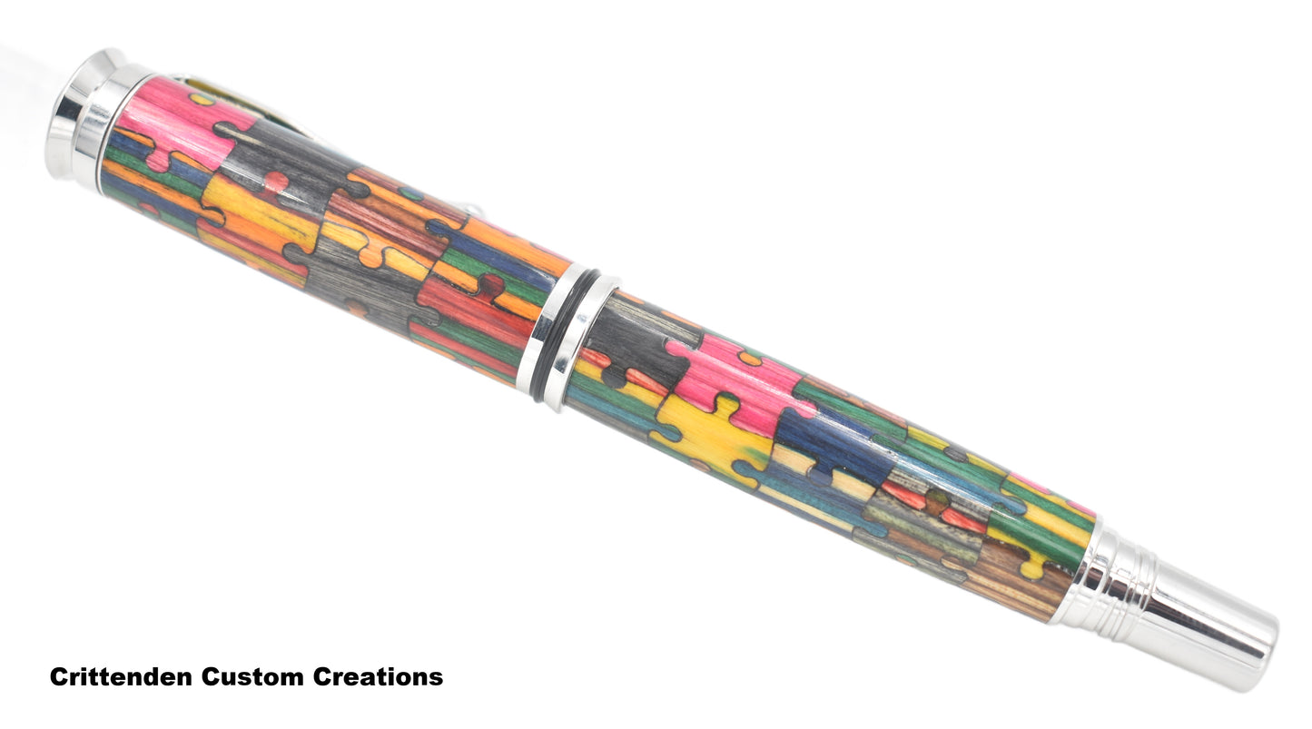 Multi-Colored Spectraply (Laser-Cut Inlay)  - Jr. Retro Fountain Pen