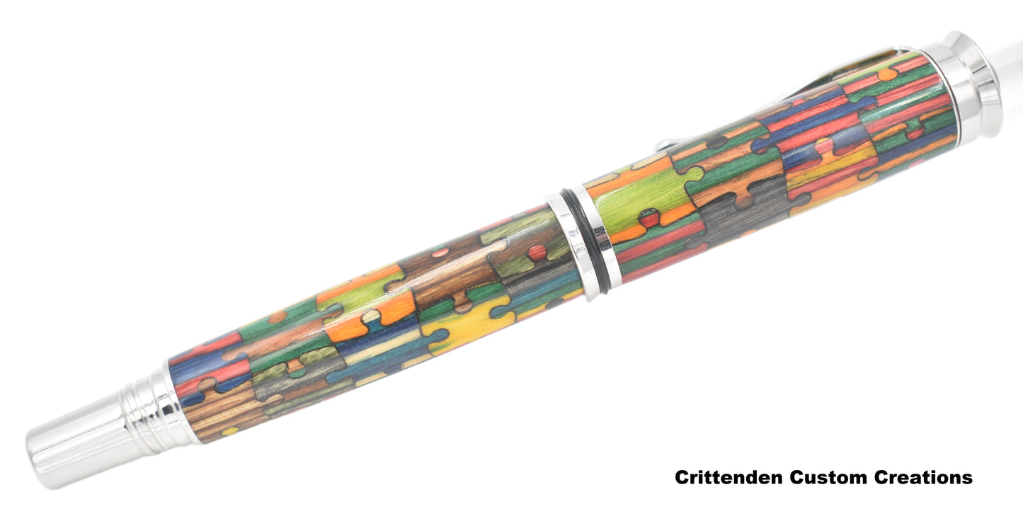 Multi-Colored Spectraply (Laser-Cut Inlay)  - Jr. Retro Fountain Pen