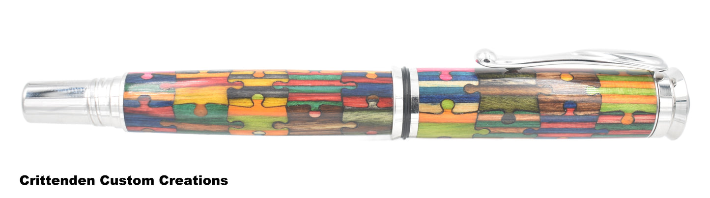 Multi-Colored Spectraply (Laser-Cut Inlay)  - Jr. Retro Fountain Pen