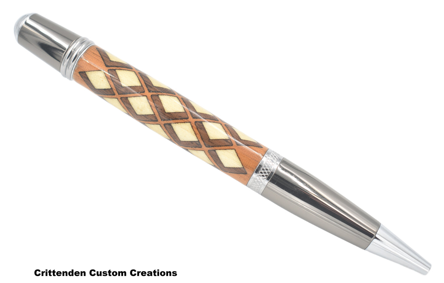 Diamond Pattern Laser-Cut Inlay with Cherry, Maple, and Walnut - Sierra Twist Pen