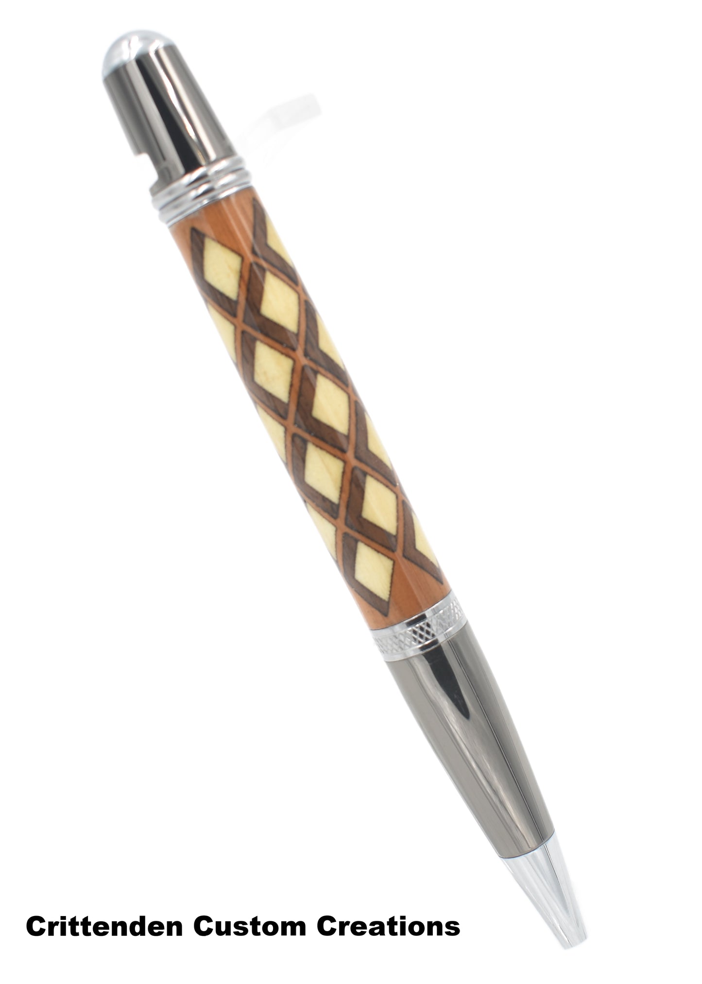 Diamond Pattern Laser-Cut Inlay with Cherry, Maple, and Walnut - Sierra Twist Pen