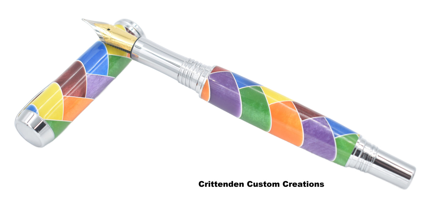 6 Color Segmented Herringbone Pattern - Jr. George Fountain Pen