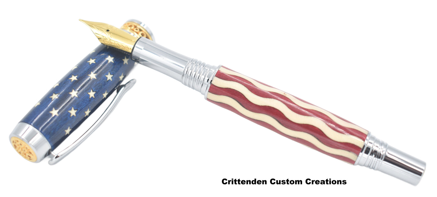 US Flag / Stars and Stripes (Laser-Cut Inlay) - Jr. Anthony Fountain Pen