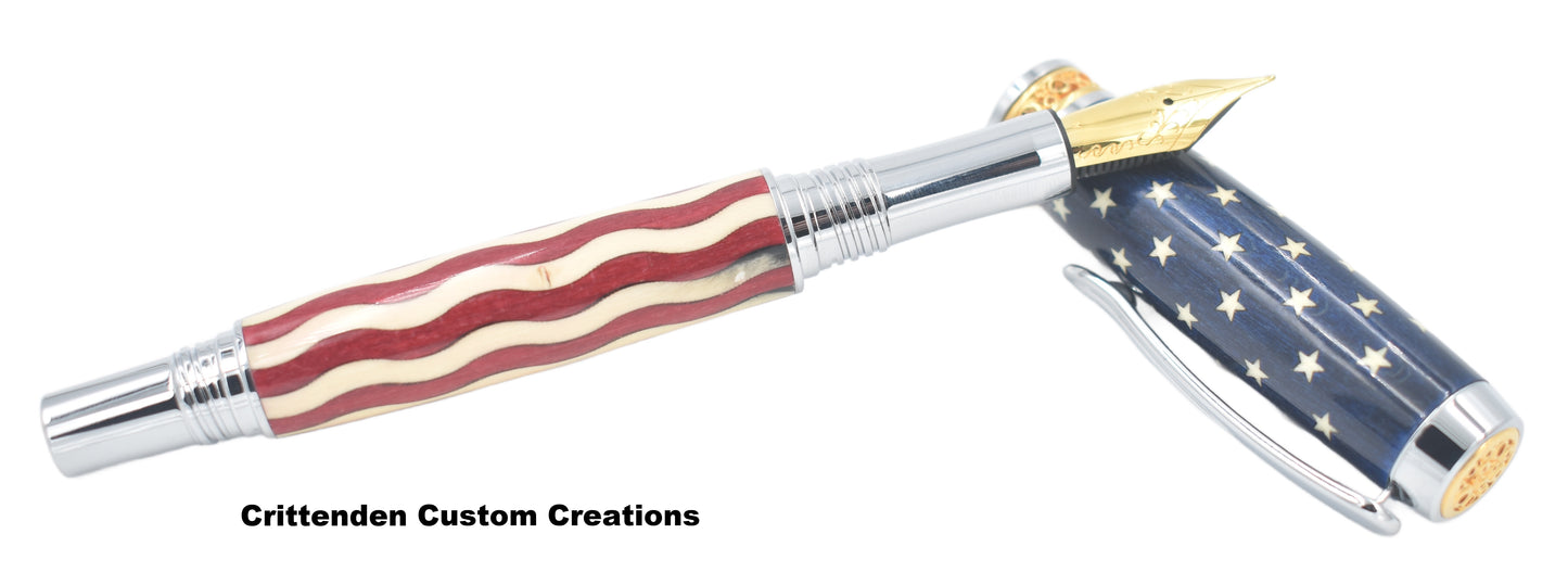 US Flag / Stars and Stripes (Laser-Cut Inlay) - Jr. Anthony Fountain Pen