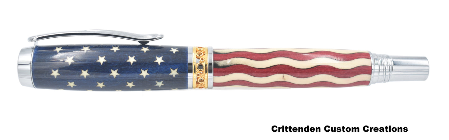 US Flag / Stars and Stripes (Laser-Cut Inlay) - Jr. Anthony Fountain Pen