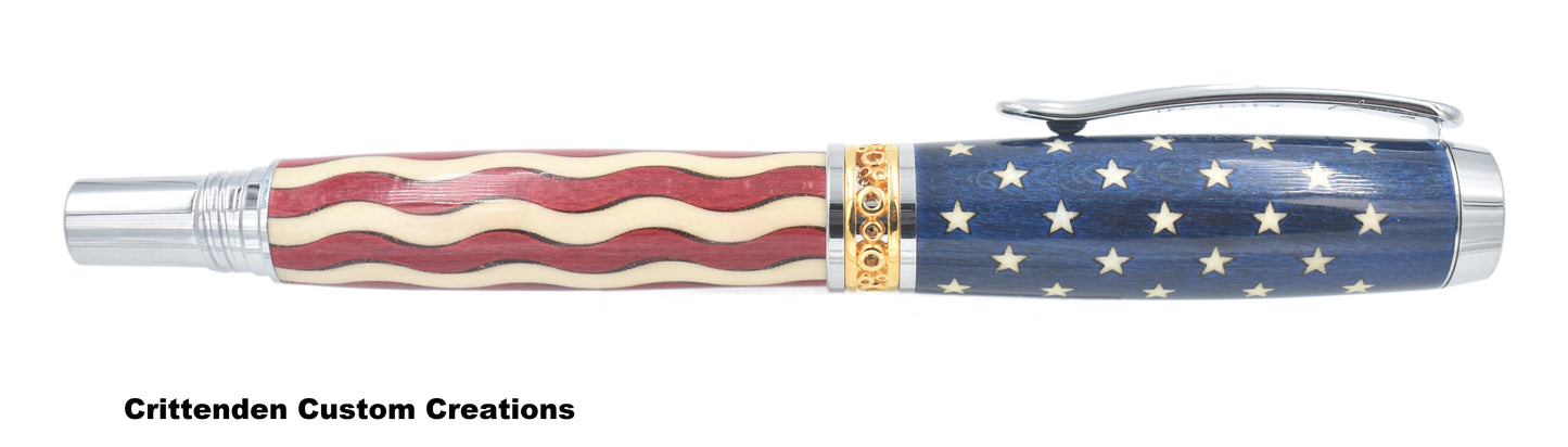 US Flag / Stars and Stripes (Laser-Cut Inlay) - Jr. Anthony Fountain Pen