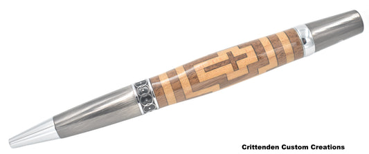 Walnut and Cherry Cross Inlay with Walnut Center (Laser-cut Inlay) - Elegant Monarch Twist Pen