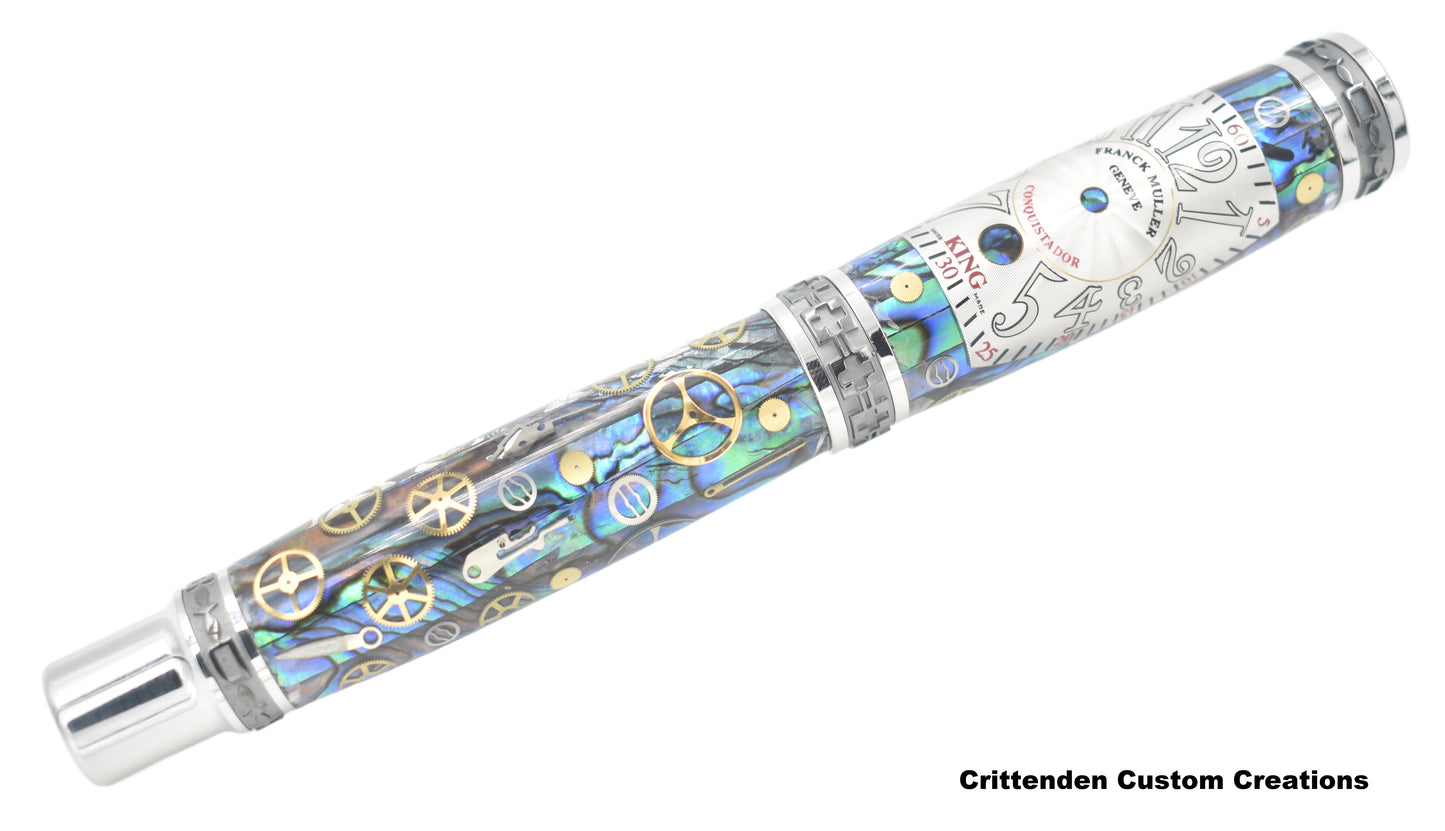 Franck Mueller Conquistador Watch Parts with Natural Abalone Seashell - Emperor Fountain Pen