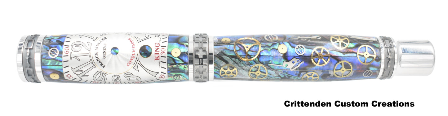 Franck Mueller Conquistador Watch Parts with Natural Abalone Seashell - Emperor Fountain Pen