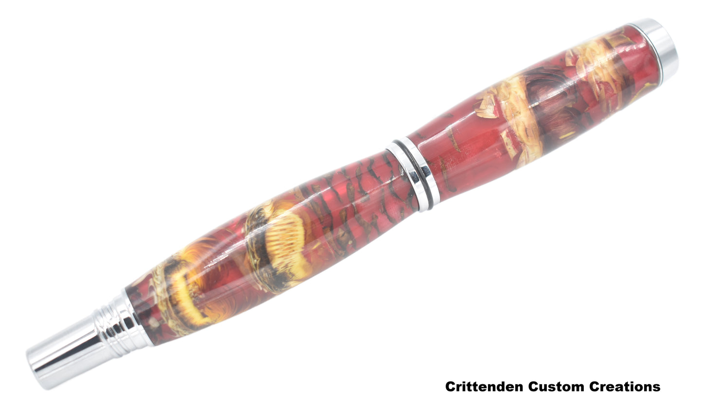 Dried Flowers with a Pinecone in Acrylic Resin  - Jr. George Fountain Pen